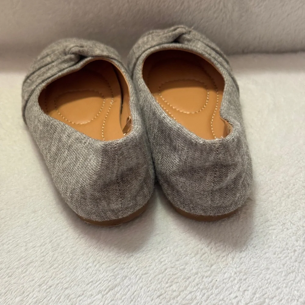 Mudd Girls Ballet Flats‎ Gray Knit Fabric Bow Slip On Shoes Size 13 APPLE-87K